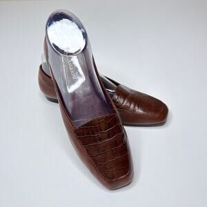 Classic ENZO ANGIOLINI Liberty Brown Croc‎ Leather Ballet Ballerina Flats SZ 8.5